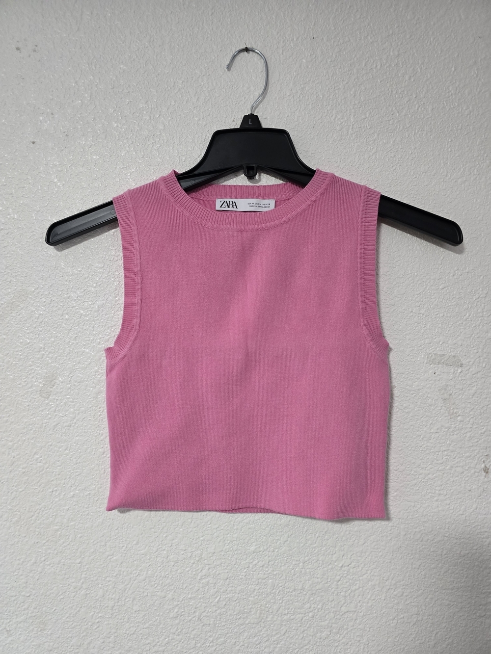 Zara Bubblegum Pink Sleeveless Knit Crop Top